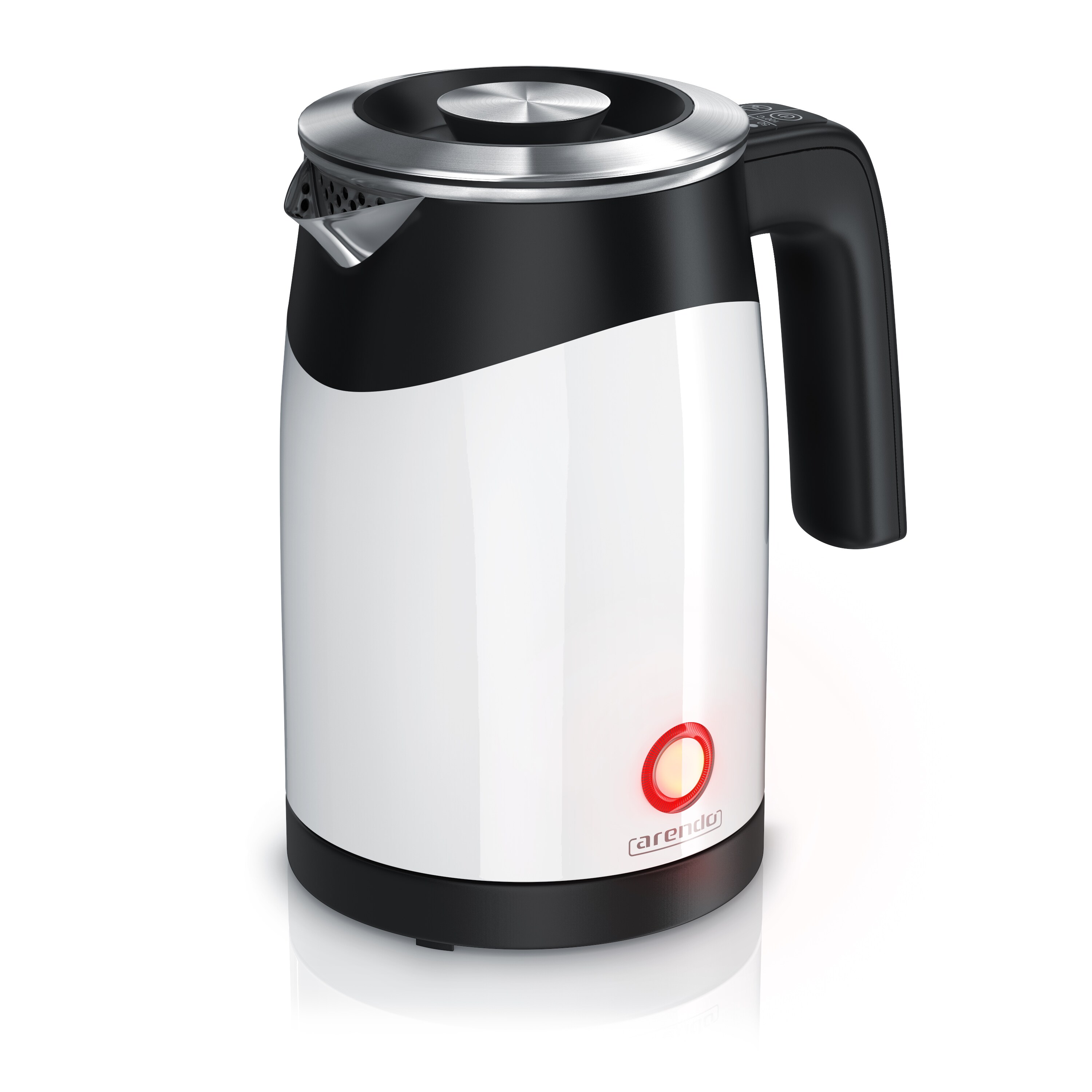 Arendo Wasserkocher 0,5 l, 1100 W, Edelstahl Single Reisewasserkocher Mini, Temperatureinstellung, weiß