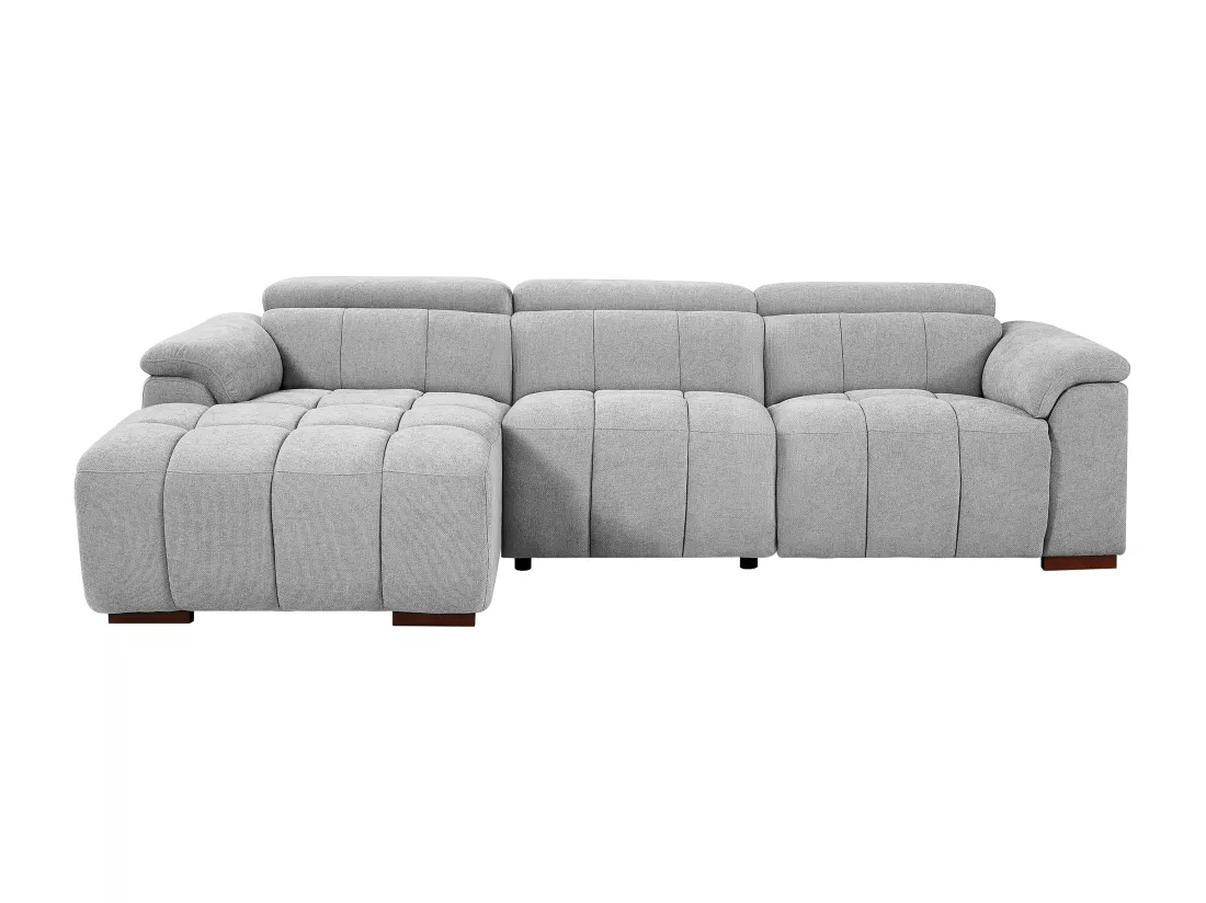 Canapé d'angle gauche relax électrique en tissu gris clair MOLPICA