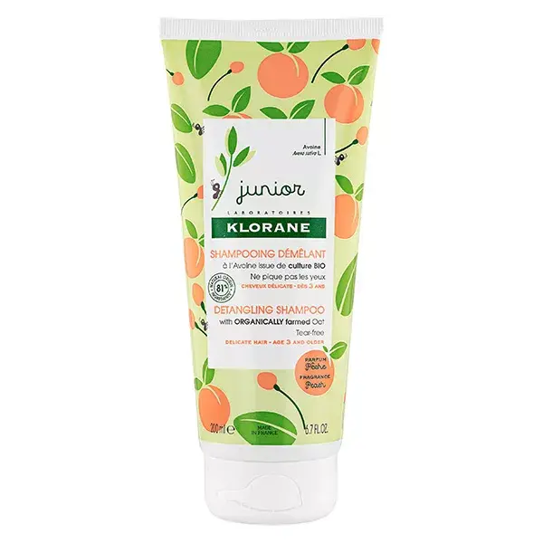 Shampoo desembaraçante Klorane Junior, pêssego, 200ml