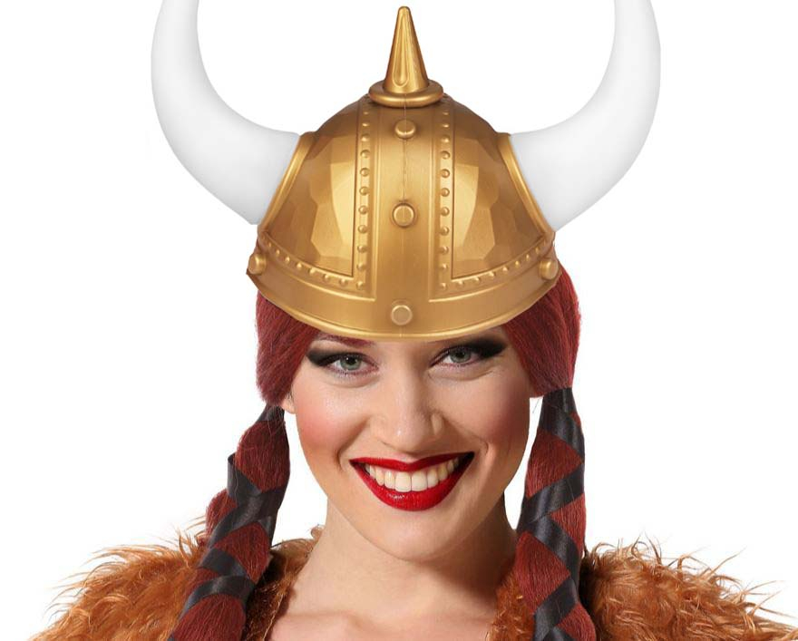 Wikinger Helm Fasnachts Kostüm Zubehör Motto Party Accessoire Halloween Foto Requisite - Gold