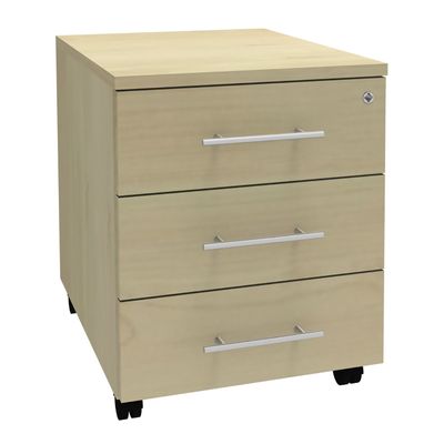 Caisson mobile LEVEL/STEELY/WOODY- L43 x H56 x P60 cm - 3 tiroirs - Imitation Erable