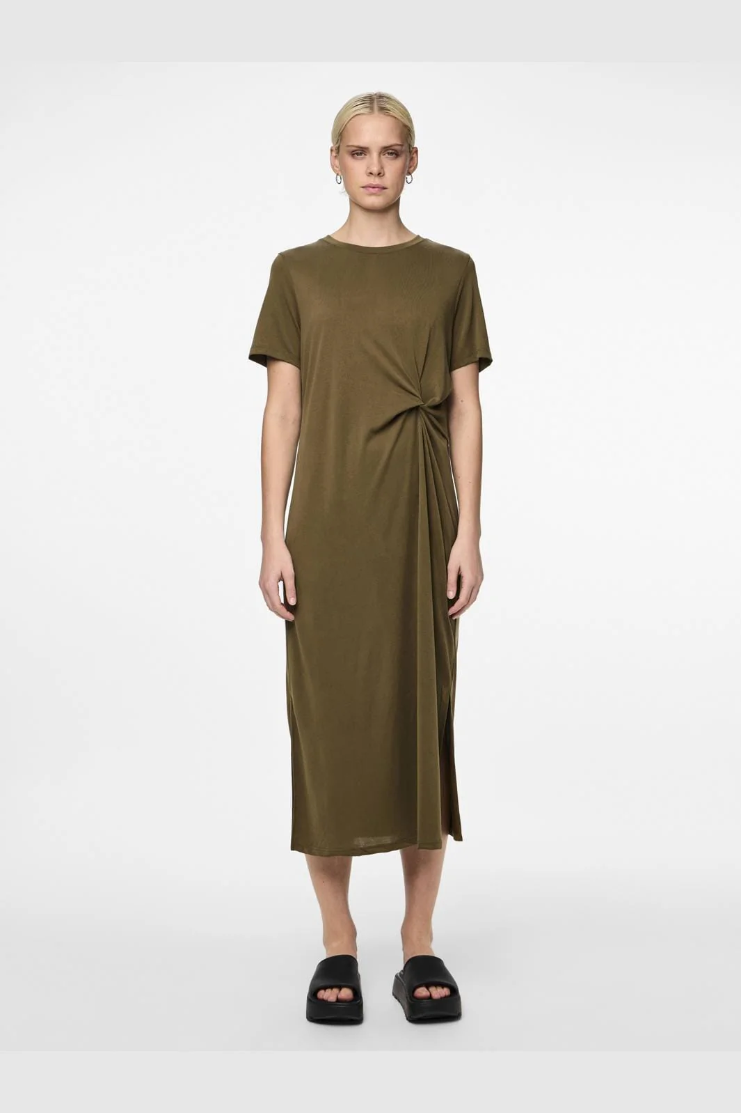 Pieces Pcanora Ss O-Neck Midi Knot Dress 4578544 beech