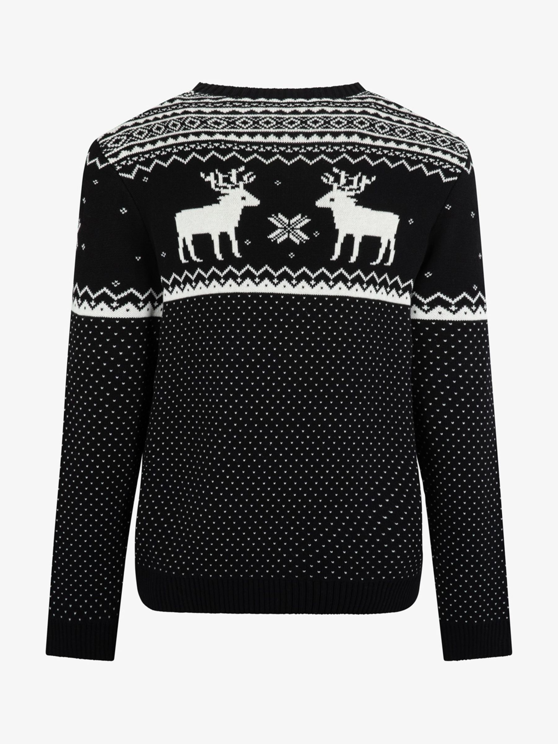 Zwart - Kerstmis rendiertrui met Fairisle-patroon