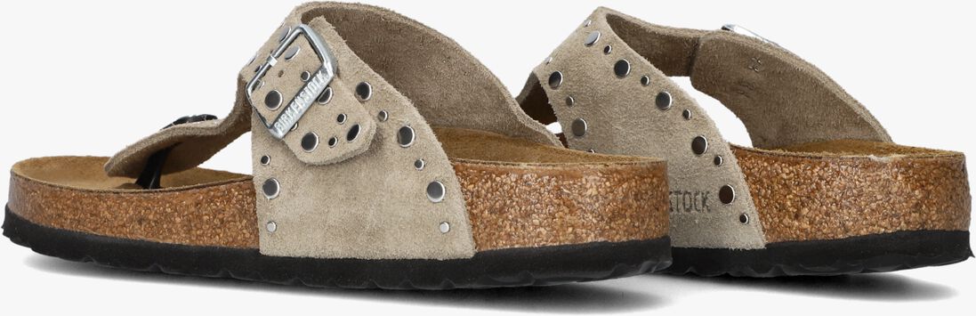 beige birkenstock teenslippers gizeh rivet border
