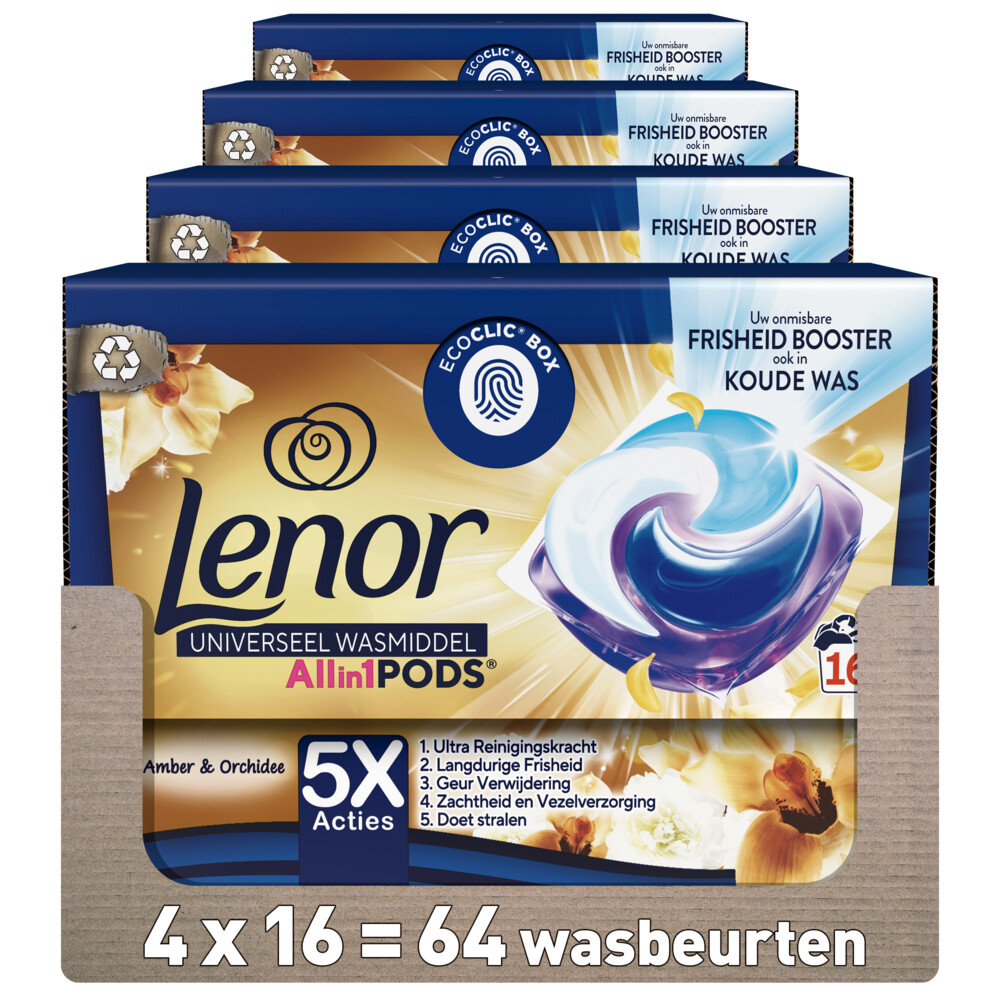 4x Lenor Wasmiddel All-in-1 Pods Gouden Orchidee16 stuks