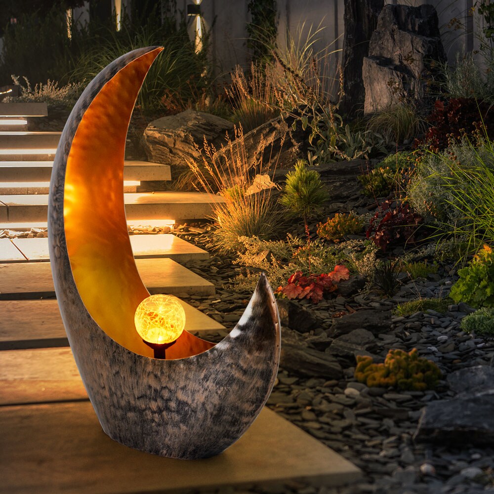 LED Solarleuchte, Messing-Farben, Feuereffekt, L 37,5 cm