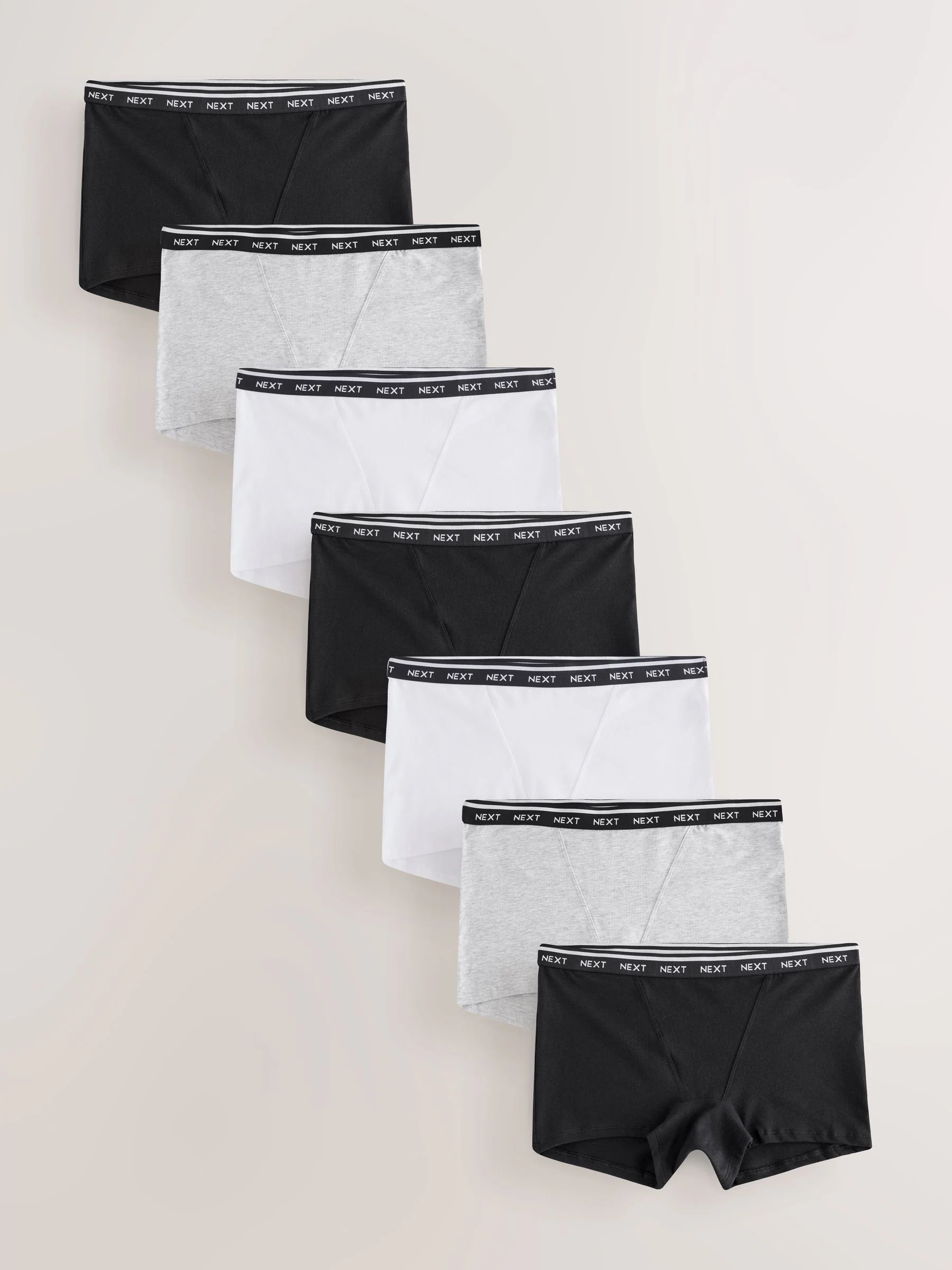 Zwart/wit - 7 Katoenen slipjes met logotailleband
