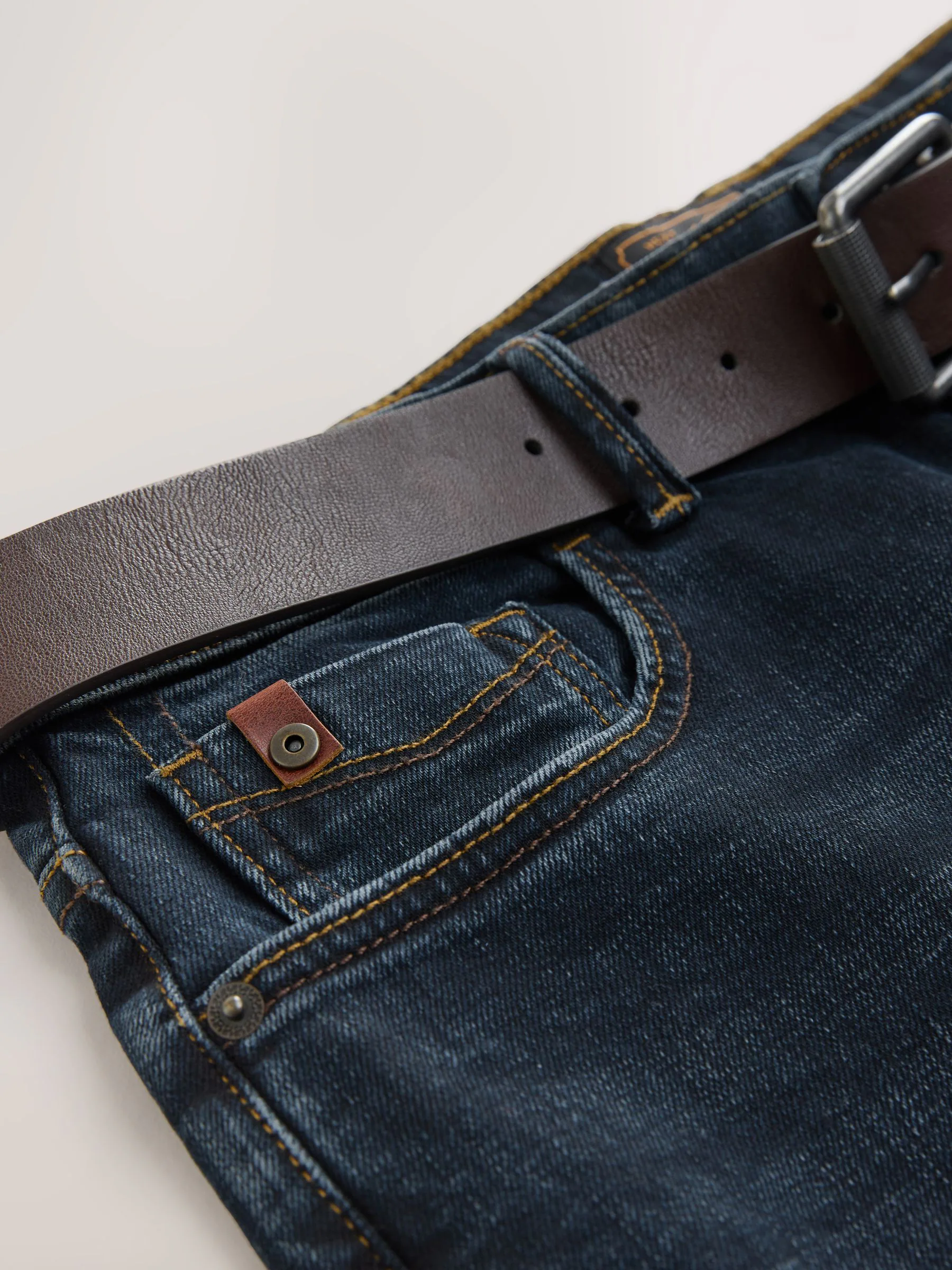 Inktblauw - Straight fit - Signature jeans met ceintuur