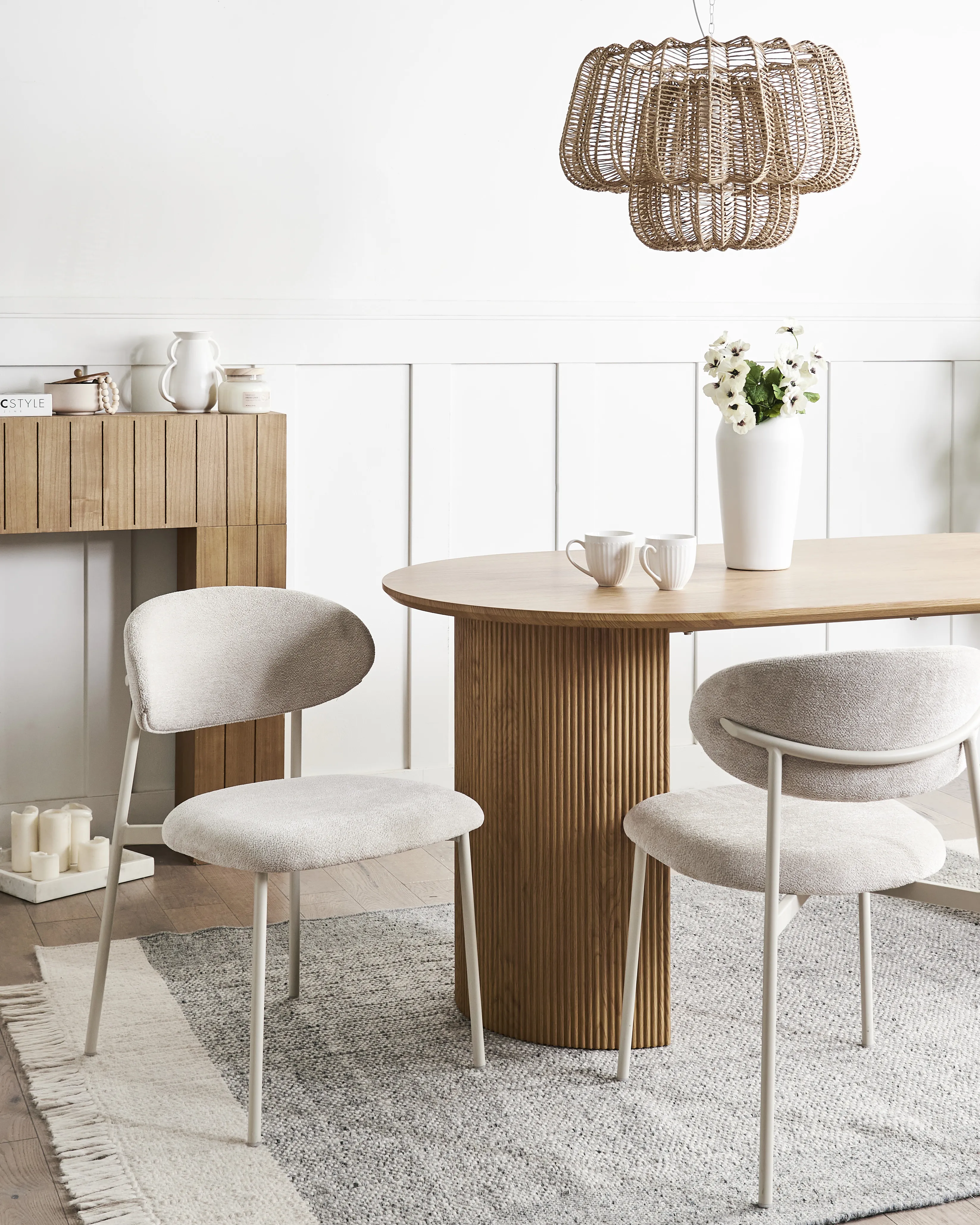 Set van 2 eetkamerstoelen COWLEY Chenille Lichtbeige