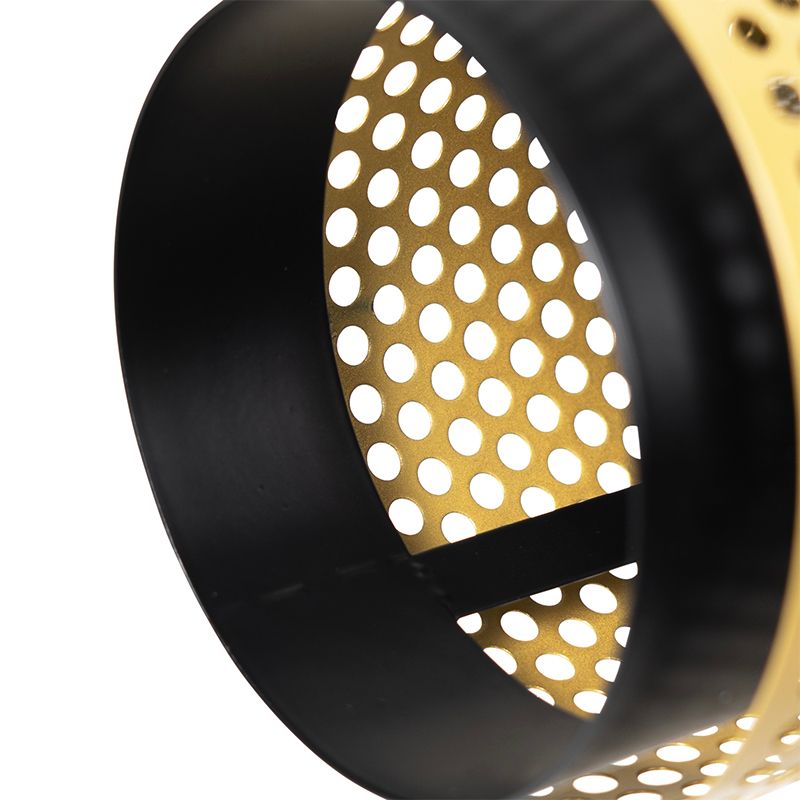 Industriële vloerlamp zwart met goud 3-lichts - Kayden