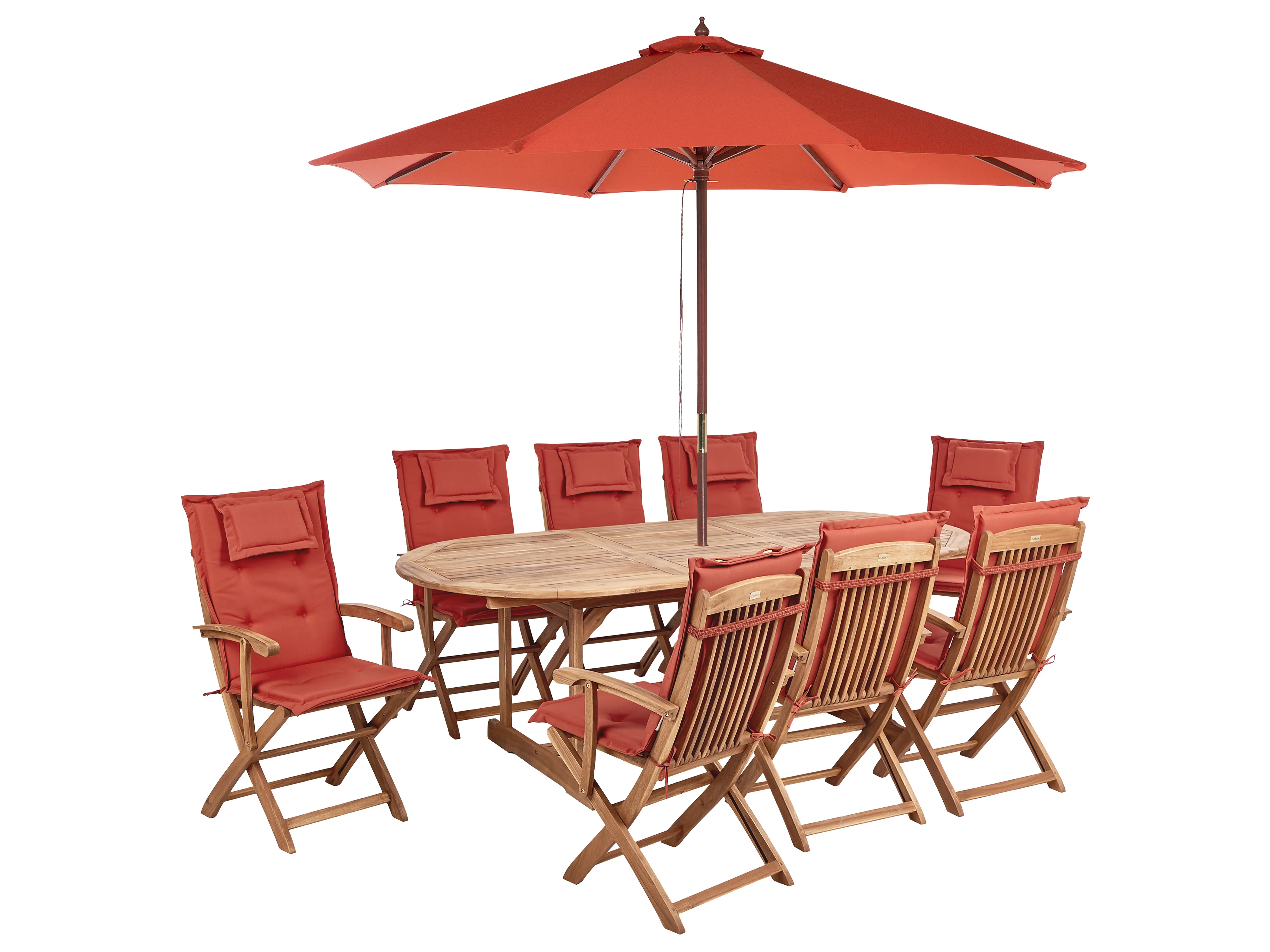 Tuinset 8-zits MAUI II met parasol Acaciahout Donkerrood