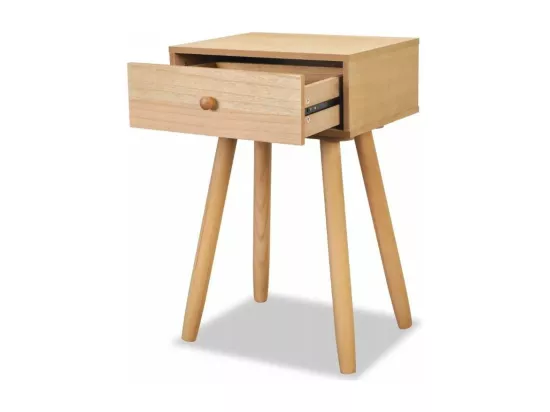 Table de chevet 1 tiroir bois beige et pieds pin massif clair Tonay - Lot de 2