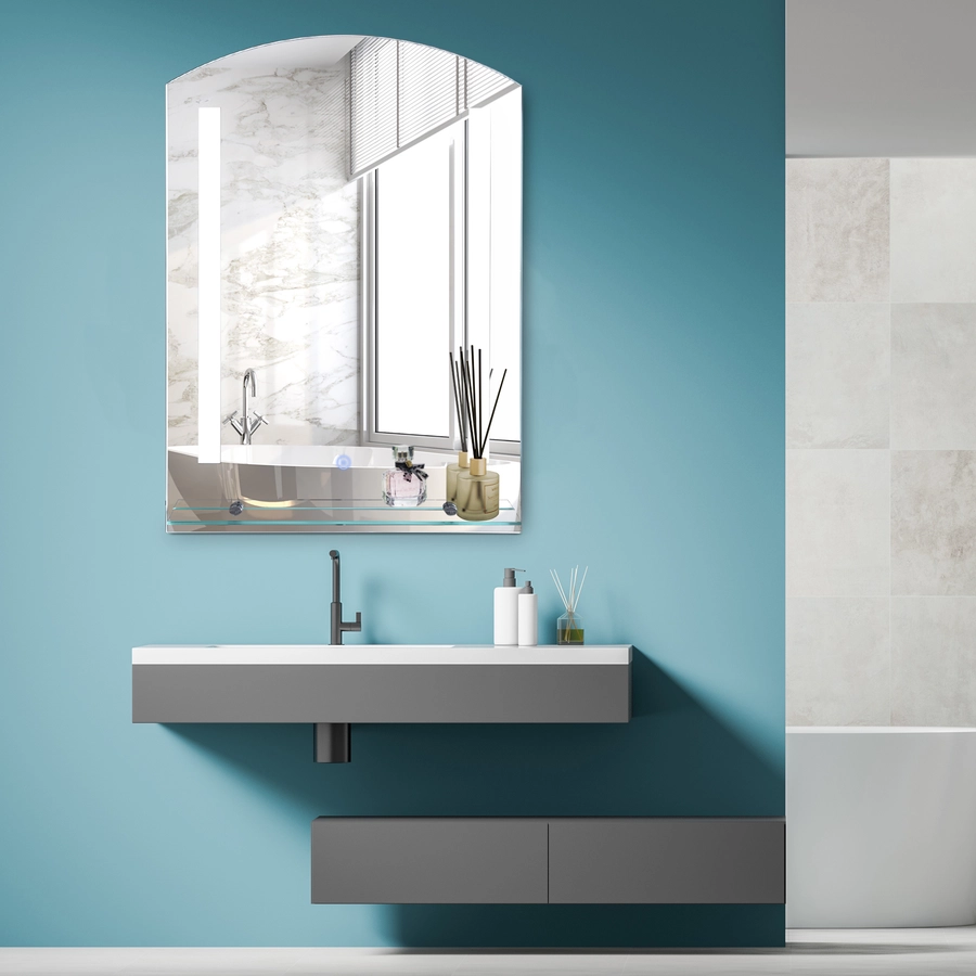 HOMCOM LED Wandspiegel silber