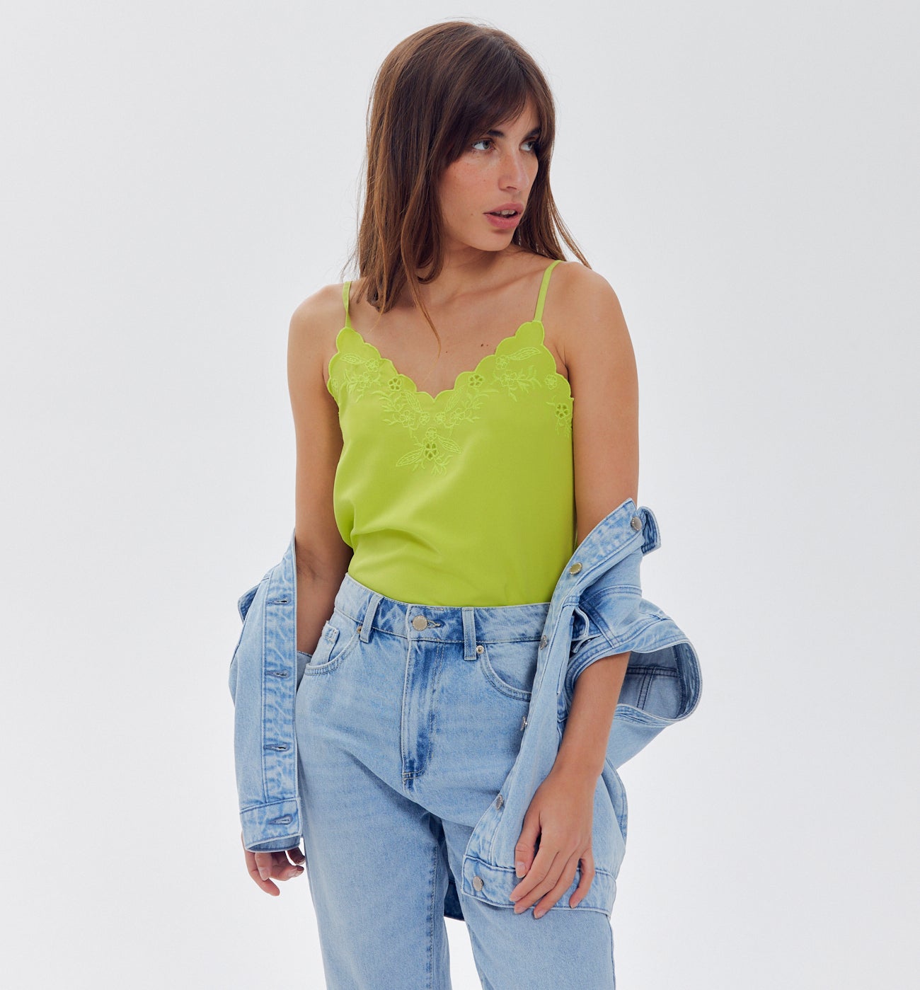 Top à fines bretelles Femme - Vert fluo