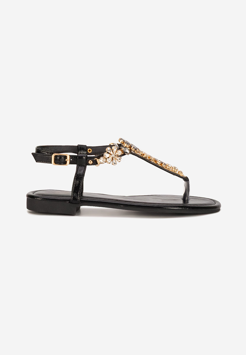 Sandales avec strass sans talon noires Florya