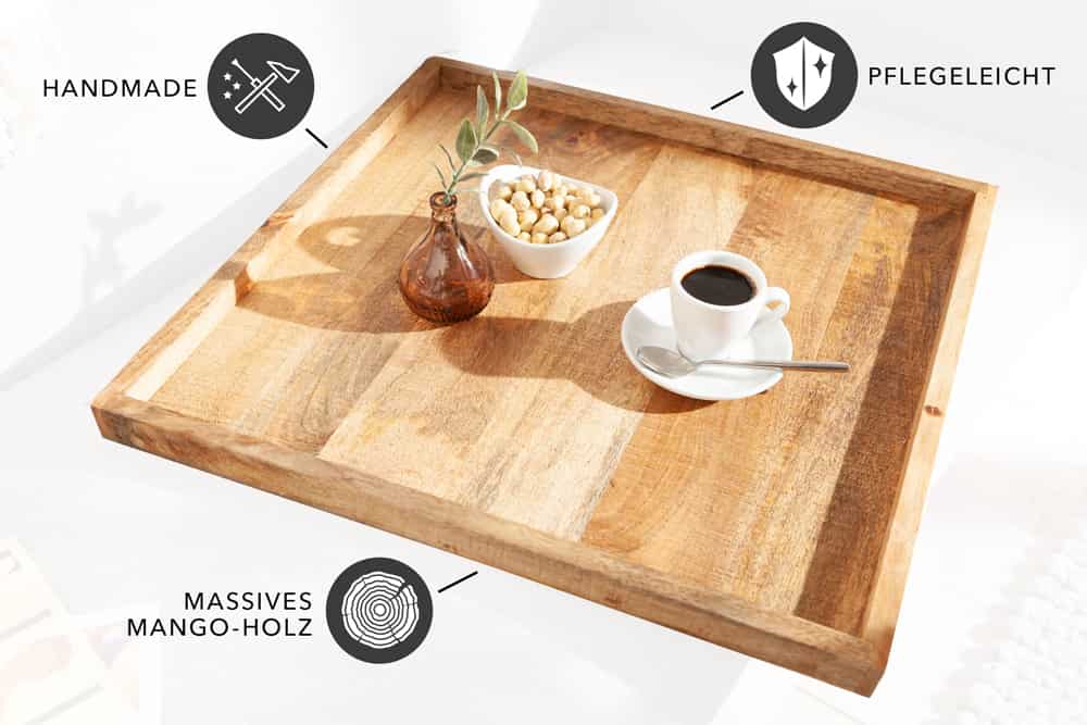 Massives Tablett MAKASSAR 50cm Mangoholz Servierbrett