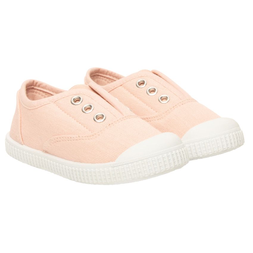 Baskets basses en toile sans lacets - Nude - Rose