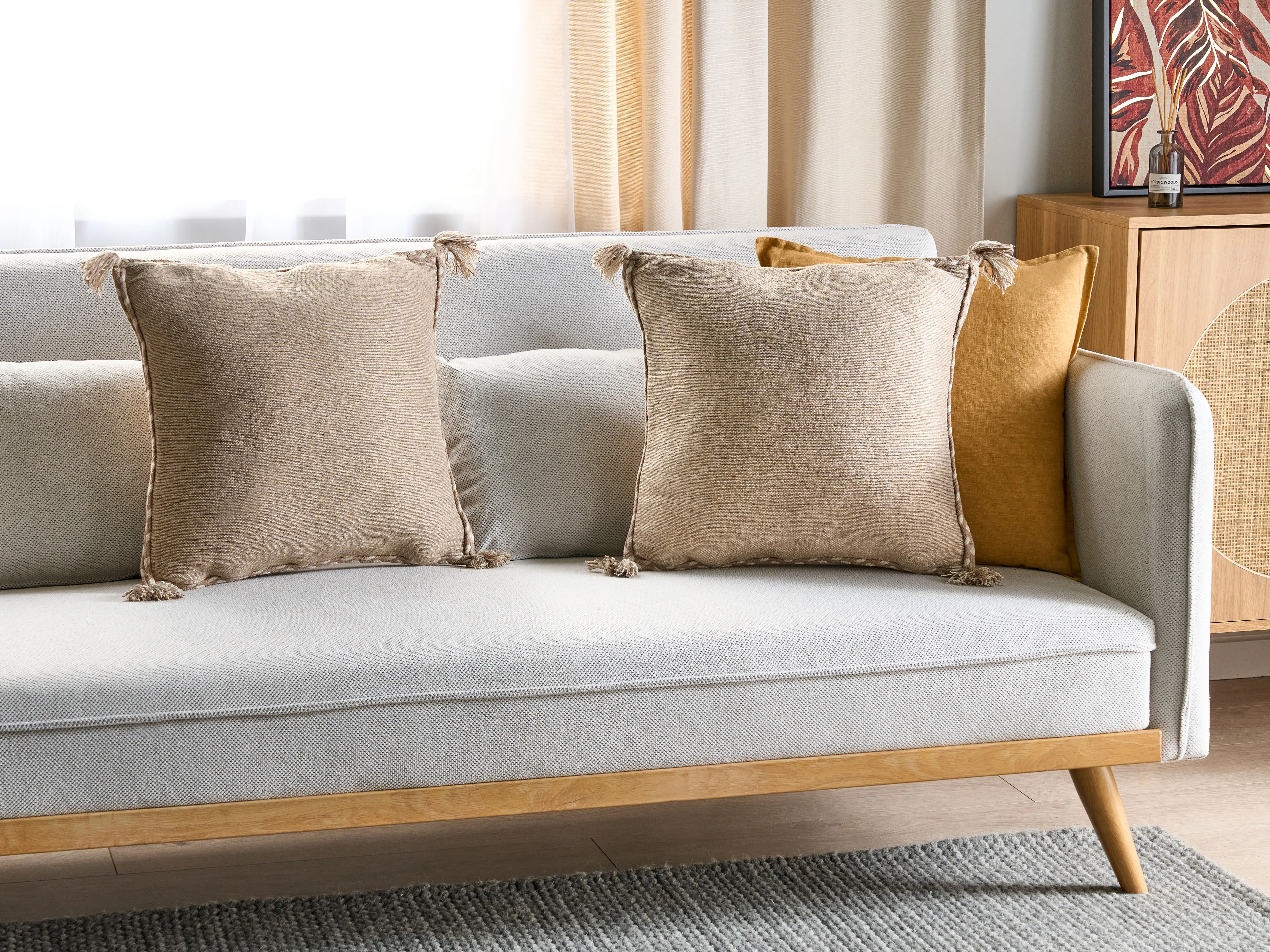 Set van 2 sierkussens ERIGERON Jute 45 x 45 cm Beige effen