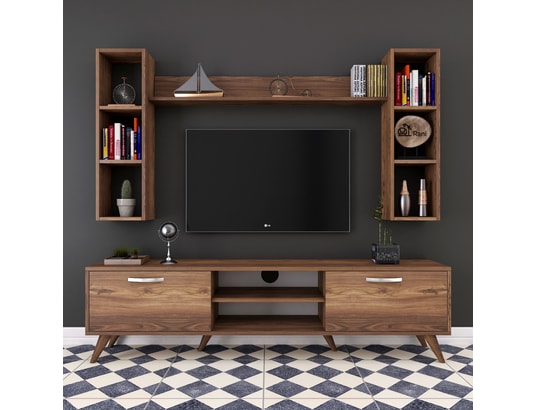 CONCEPT1 - Meuble TV M5 - 240 Noyer 180 x 48,6 x 35