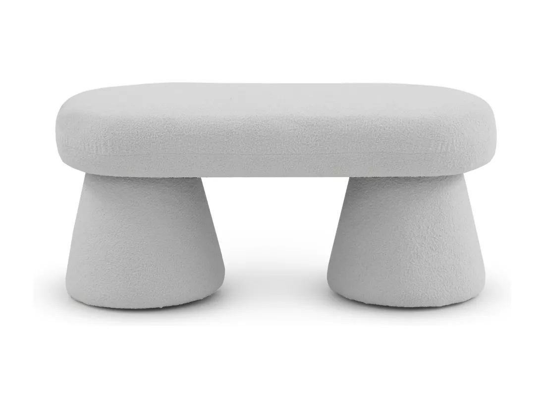 Banc tapissé avec structure et pieds en boucle blanche
