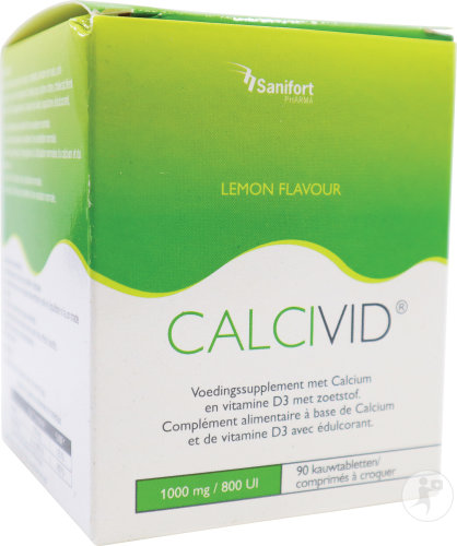 Calcivid 1000mg/800UI Goût Citron 90 Comprimés À Croquer