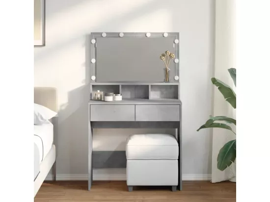 Coiffeuse avec LED gris béton 80x41x134,5 cm