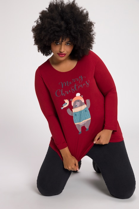 Shirt, Weihnachtsbären, A-Linie, Rundhals, Halbarm