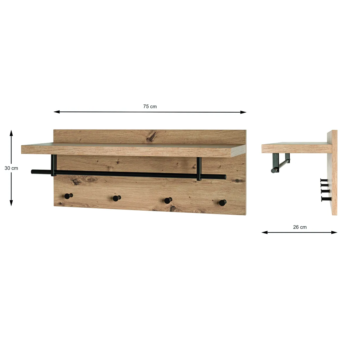 Pegane Garderobe Murale Chêne-Noir