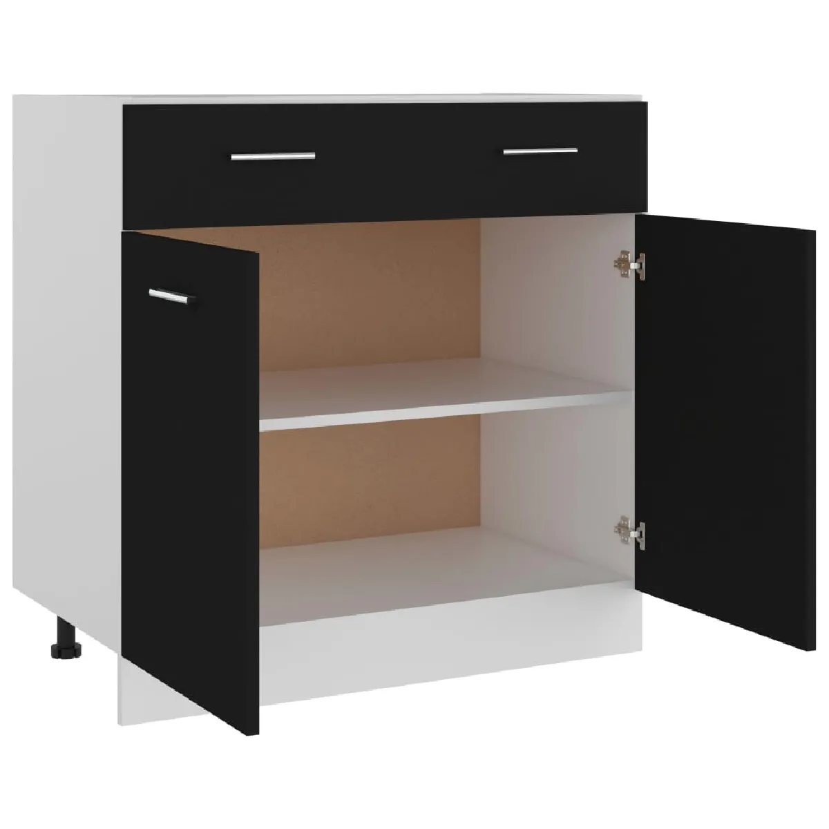 vidaXL Armoire de Plancher à Tiroir Noir