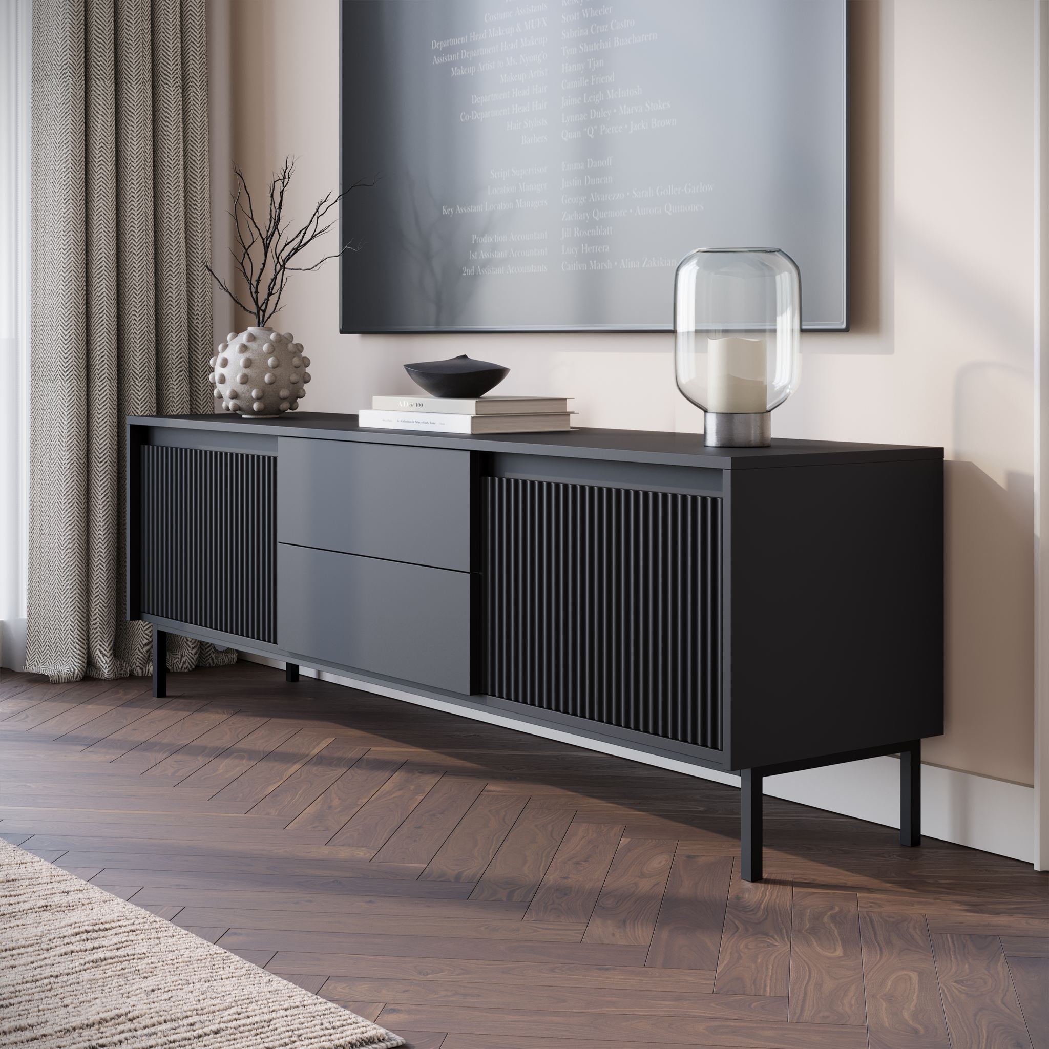 Meubella - TV-Meubel Orvana 2 - Zwart - 174 cm