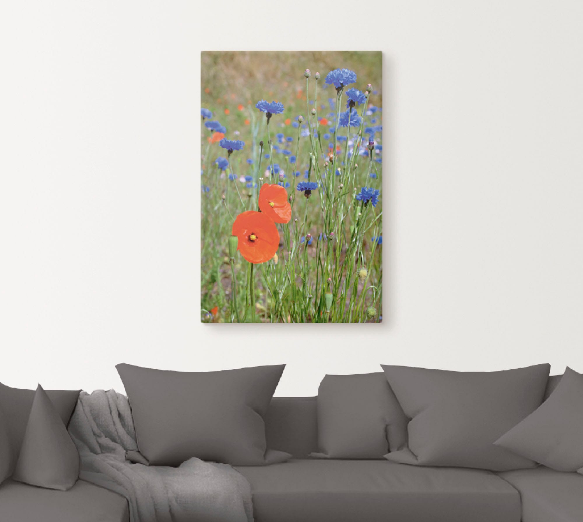 Artland Leinwandbild »Wiese mit Mohnblumen und Kornblumen« Blumen 1 Stk. tlg. auf Keilrahmen gespannt