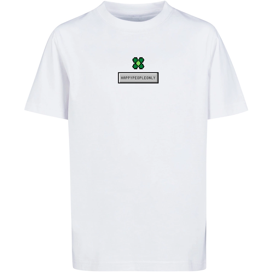 F4NT4STIC T-Shirt Silvester Happy New Year Pixel Kleeblatt weiß