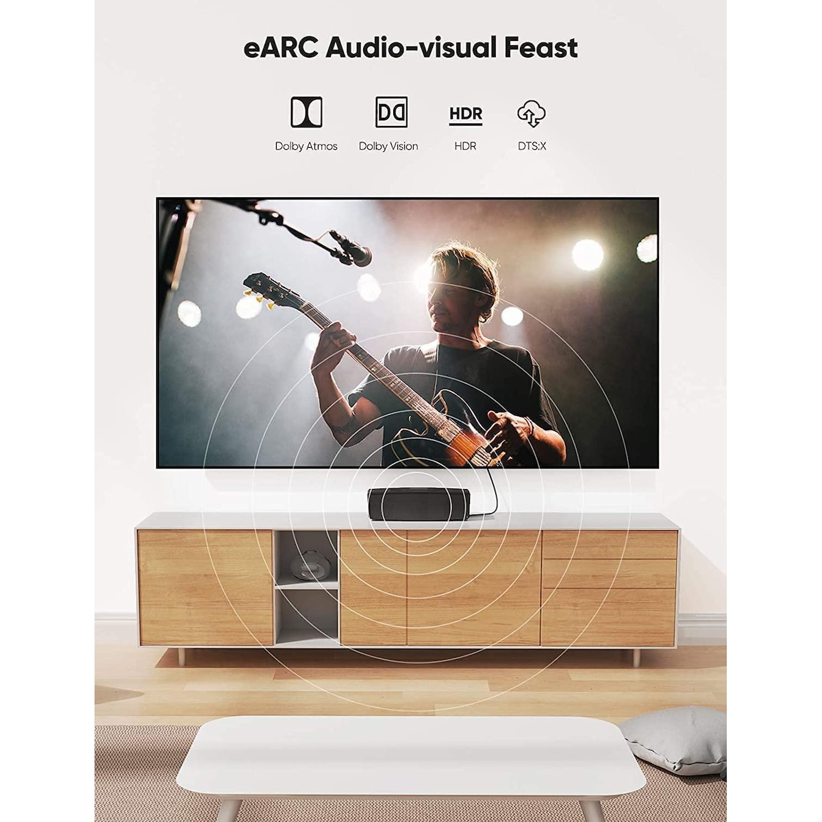 NÖRDIC 1m slank Ultra High Speed ​​​​HDMI2.1 8K 60Hz 4K 120Hz 48Gbps Dynamic HDR eARC Spillmodus VRR Dolby ATMOS