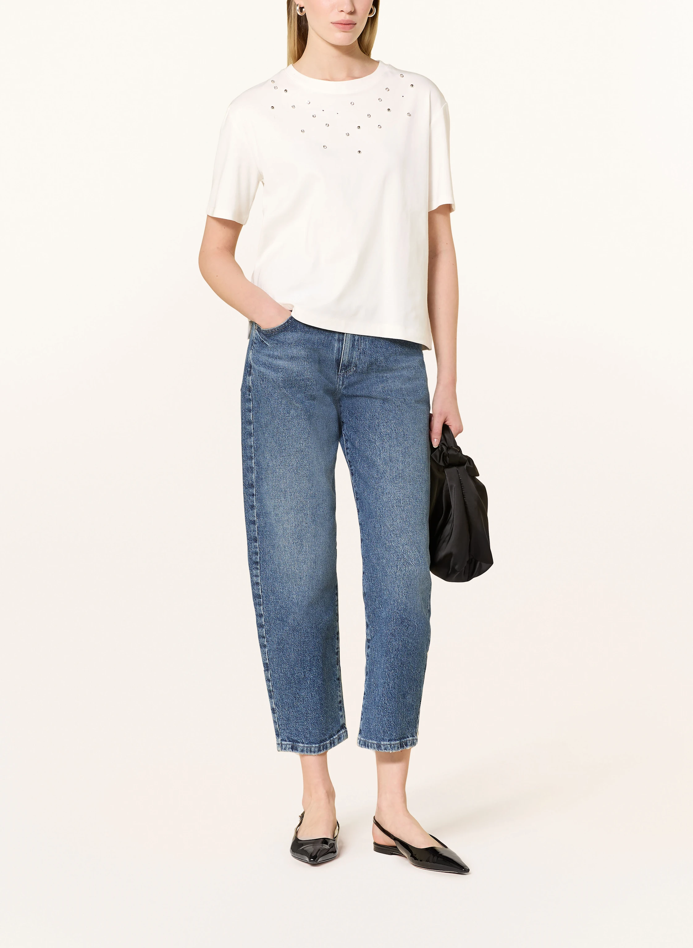 oui T-Shirt mit Schmucksteinen