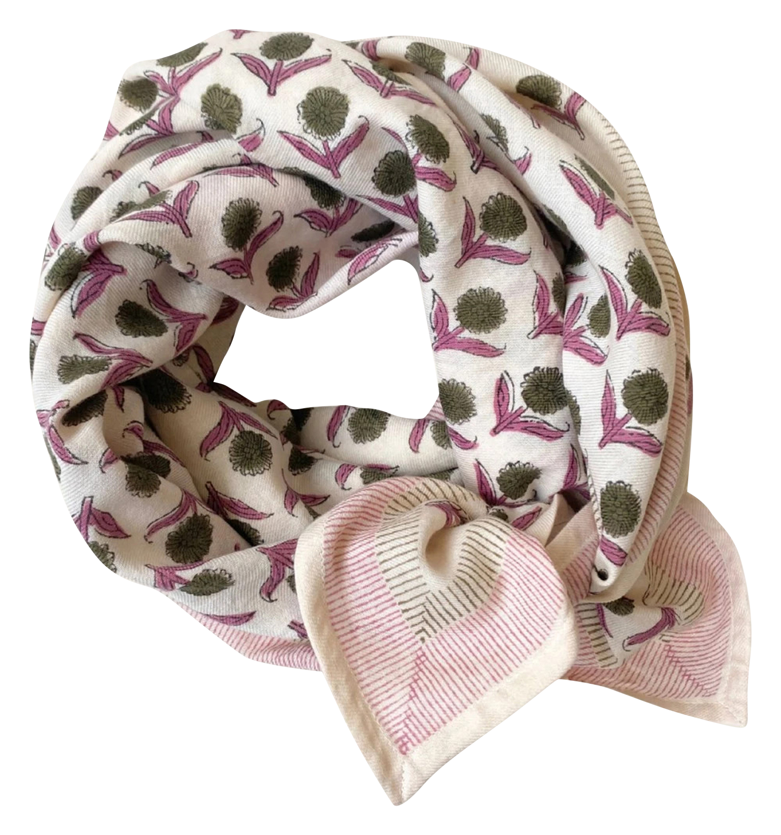 LATIKA - Foulard imprimé en coton | Vert
