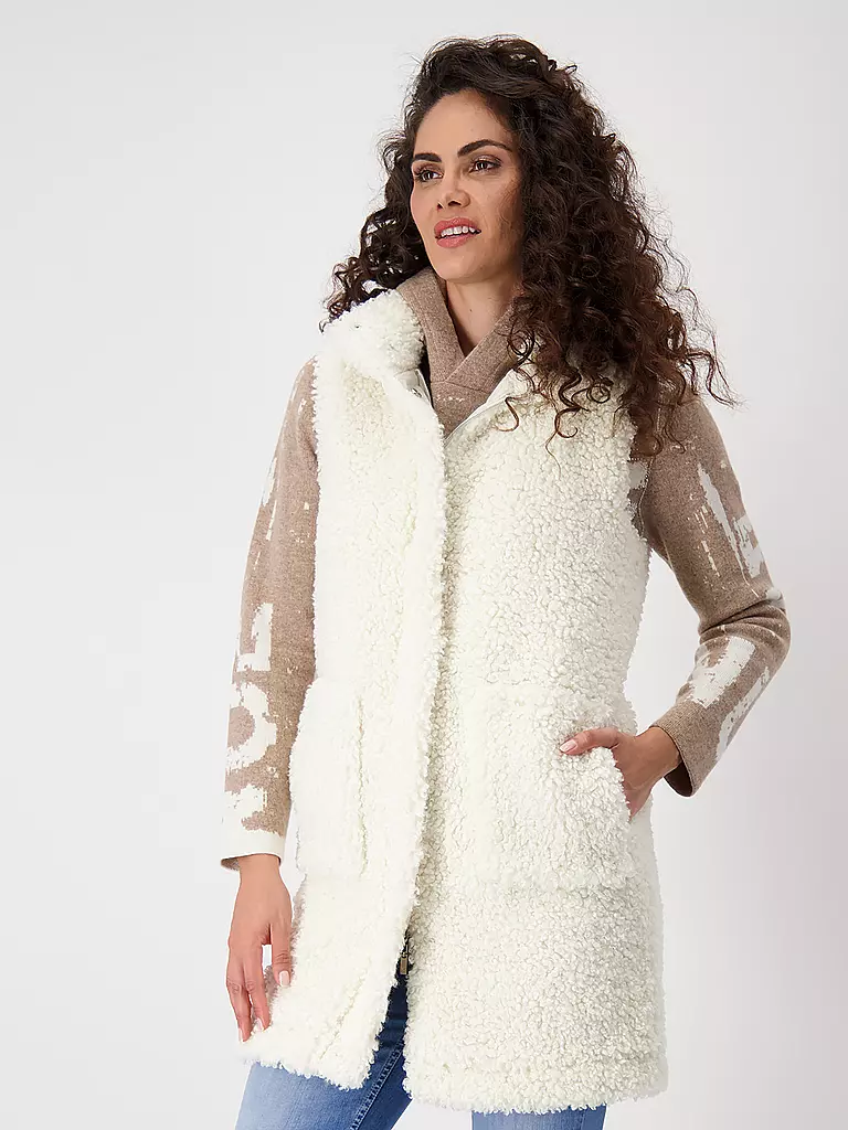 MONARI Gilet in Felloptik creme