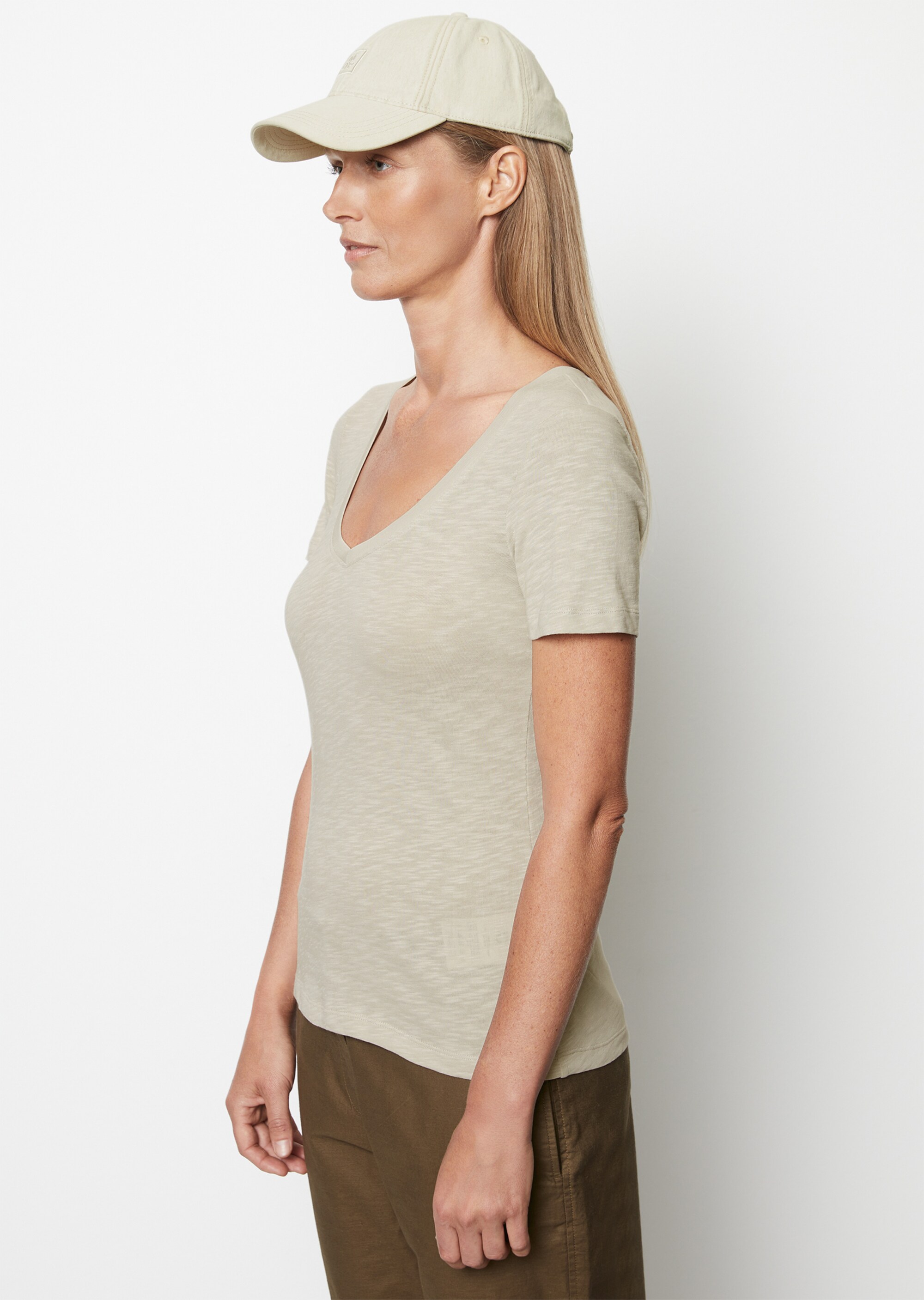 V-Neck-T-Shirt regular aus Organic Cotton Slub Jersey