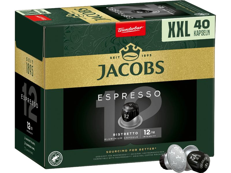 Jacobs Kaffeekapseln Espresso 12 Ristretto 40 Stück Aluminium Kaffeekapseln für Nespresso Maschinen