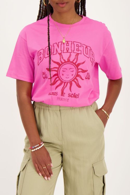 Roze T-shirt ''Bonheur''