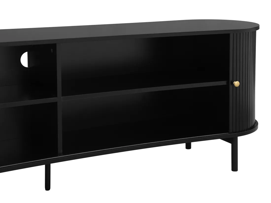 Meuble TV avec 2 portes coulissantes en MDF - Noir - SEVATO
