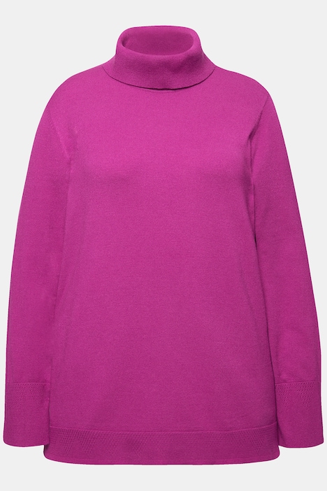 Rollkragenpullover, breite Rippbündchen, Langarm