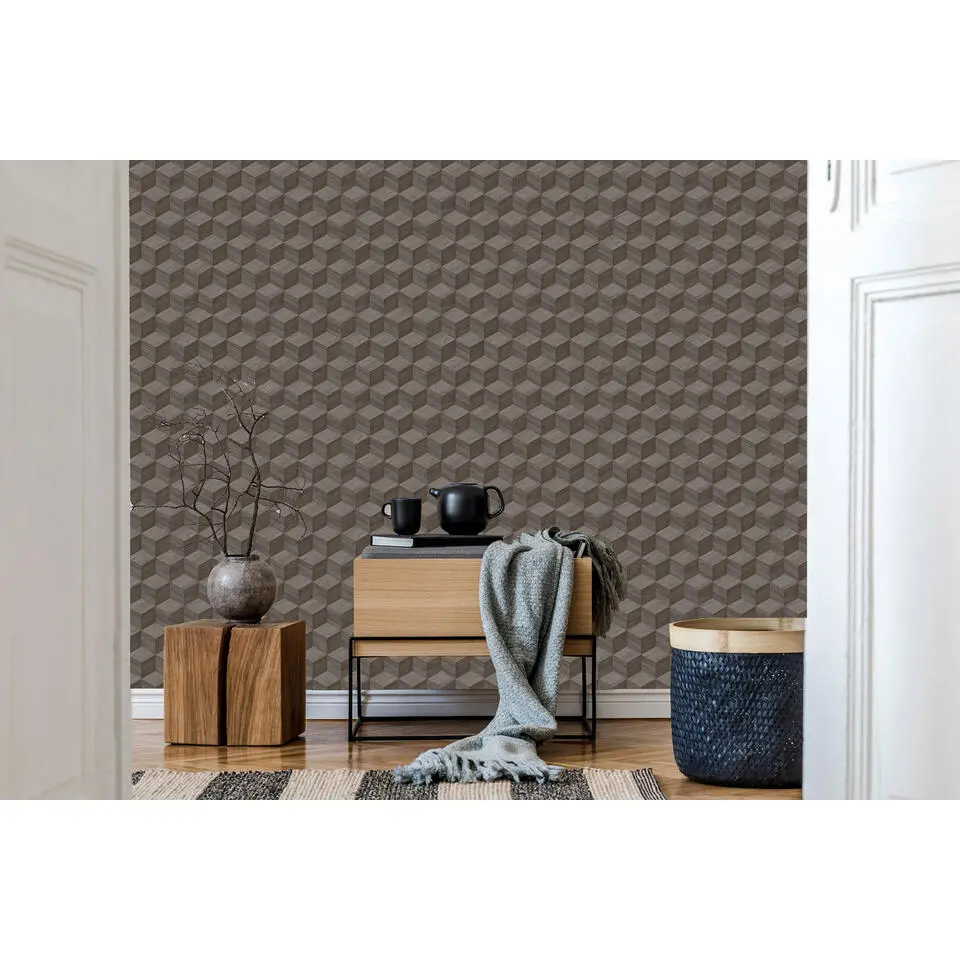 Dutch Wallcoverings Vliesbehang Renaissance natural cube - grijs - 10,05m x 53cm