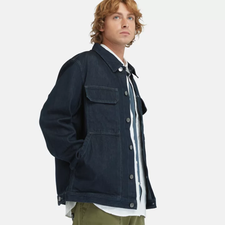 Veste camionneur en jean avec technologie Refibra pour homme en bleu foncé