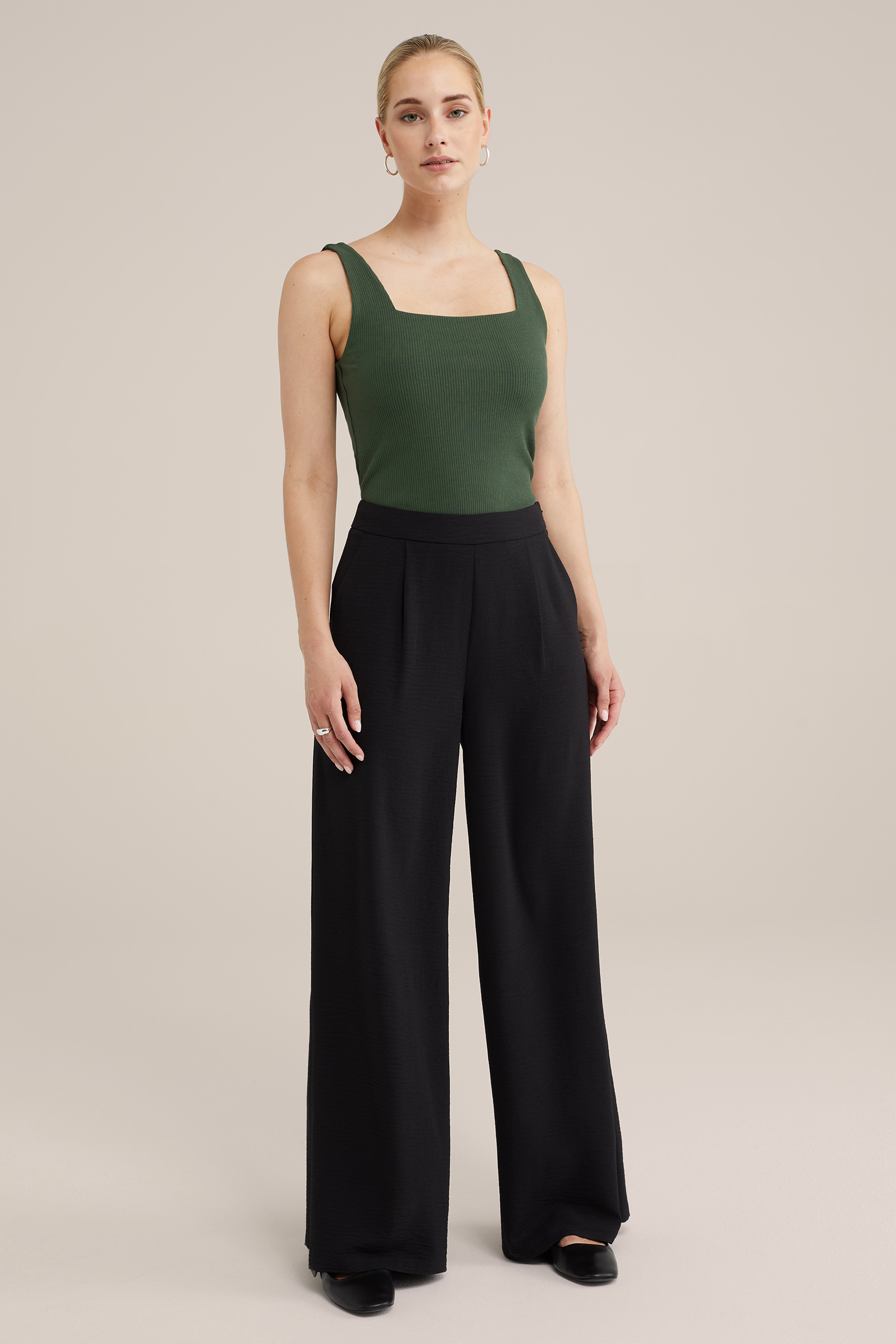 singlet van ribstof WE Fashion Donkergroen