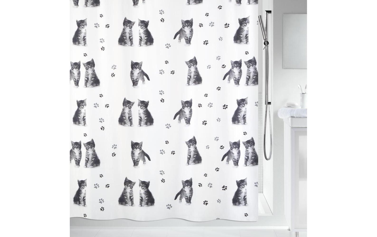 Duschvorhang Kitty 180 x 200 cm Grau; WeissDuschvorhang KITTY