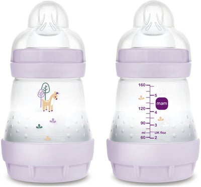 MAM Easy Start Tåteflaske Anti-kolikk 160 ml 2-Pack, Rosa/Nøytral