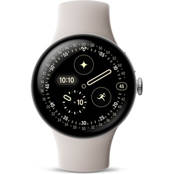 Montre connectée Google Pixel Watch 4 41 mm 4G Argent Poli avec bracelet sport fluoroélastomère Porcelaine