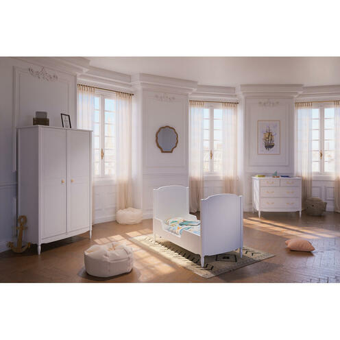 Chambre TRIO Lit 60x120 + Commode + Armoire LAFAYETTE Neige - THEO