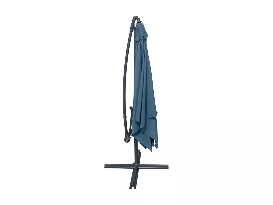 Parasol déporté MOLOKAI carré 2,7x2,7m bleu gris + housse - HAPPY GARDEN