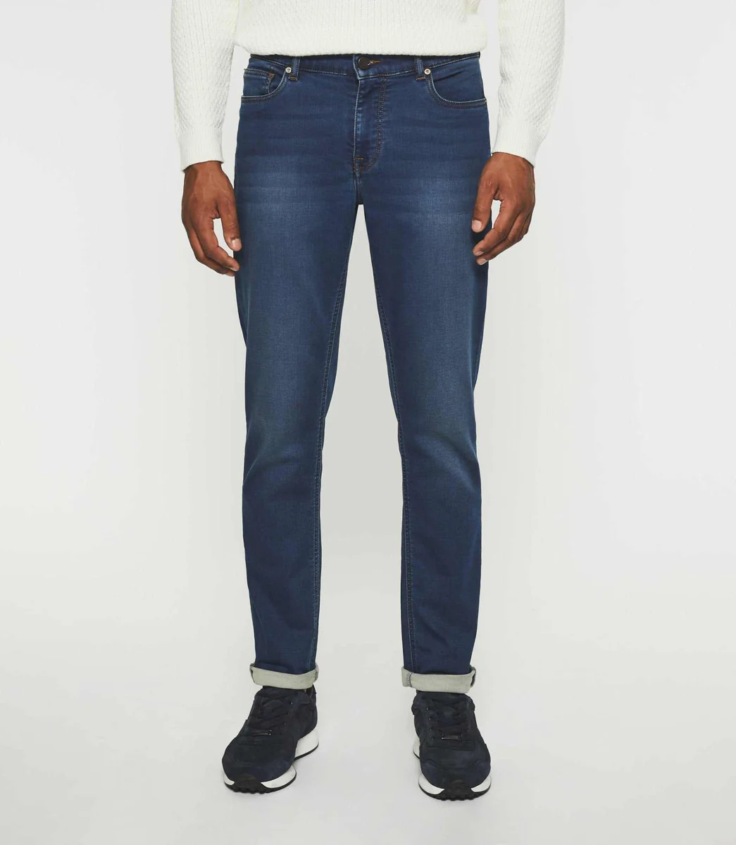 Jean super slim en molleton bleu moyen ETERNELLE
